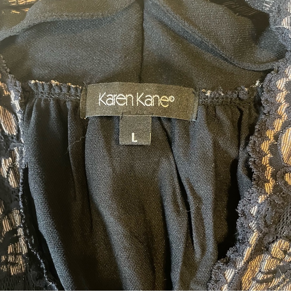 Karen Kane Large Black Tan Floral Lace Sleeveless Top - Picture 11 of 12